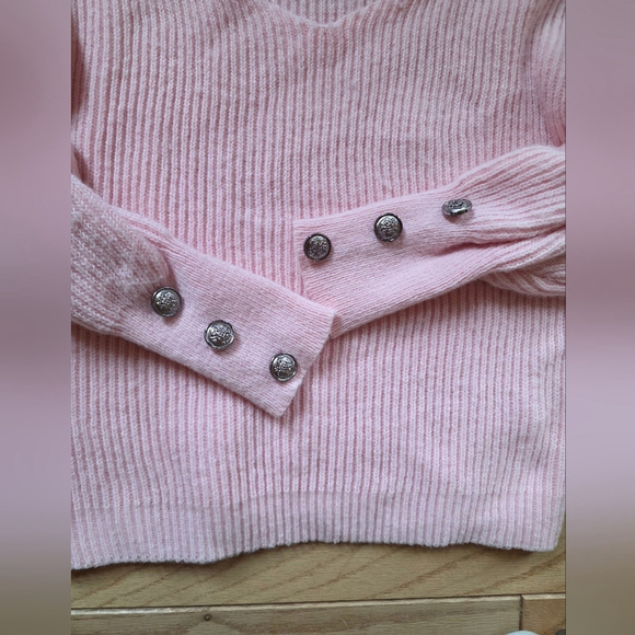 Pink V-Neck Sweater with Button Detail NWOT - Picture 2 of 5